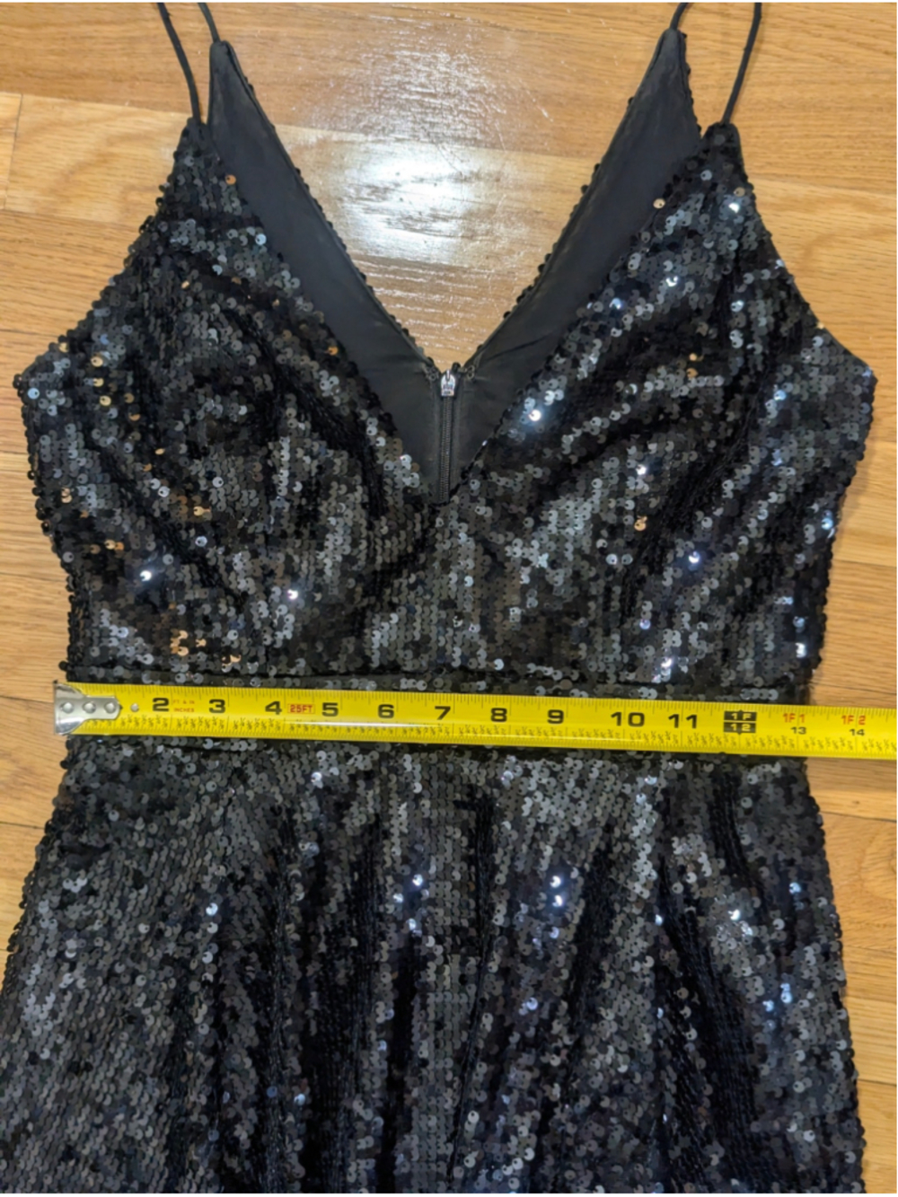 Jay Godfrey Black Sequin V-Neck Midi Dress Size 4 - Picture 8 of 10